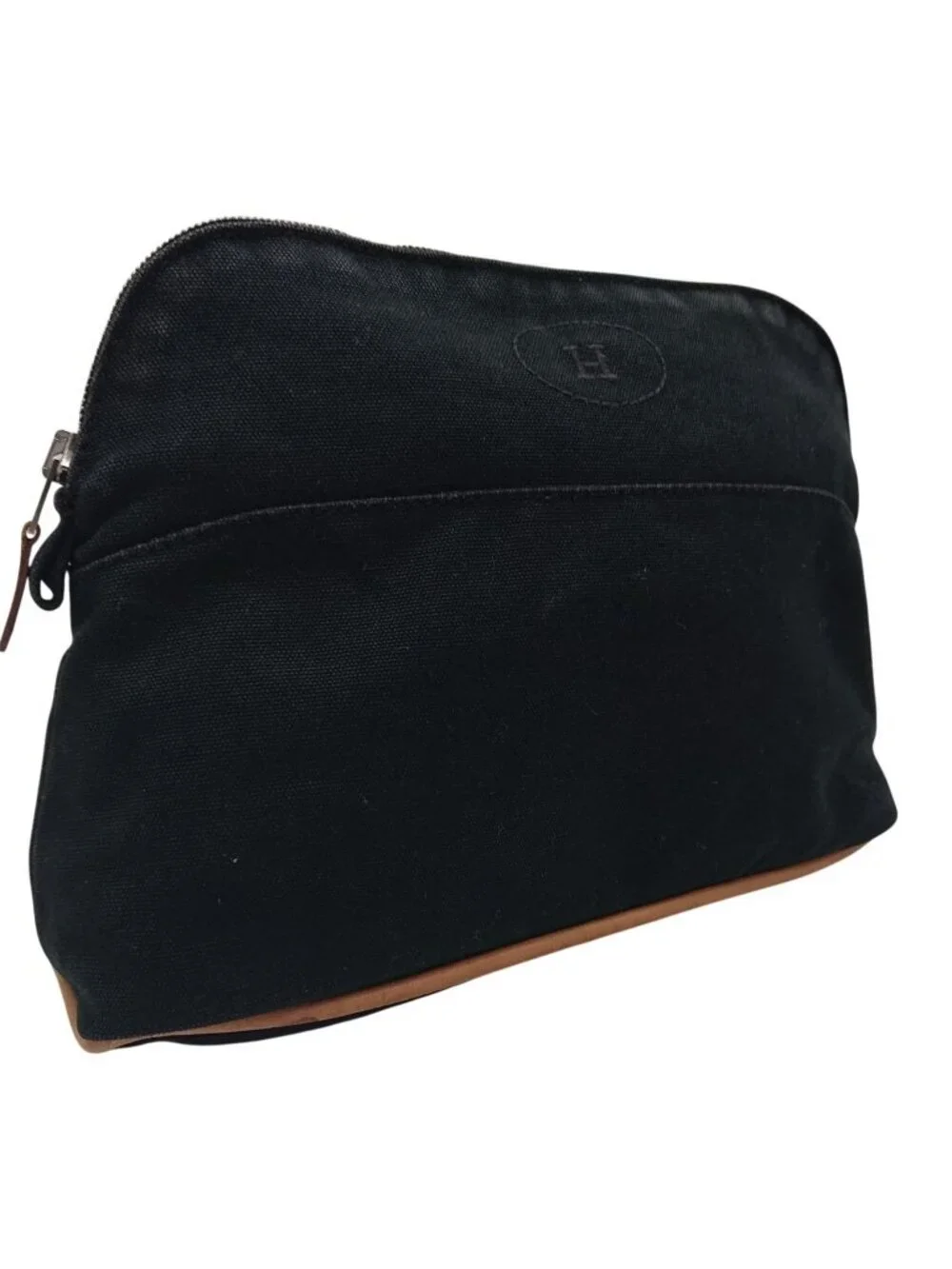 Hermes Bolide Pouch Mmh Logo Leather Black